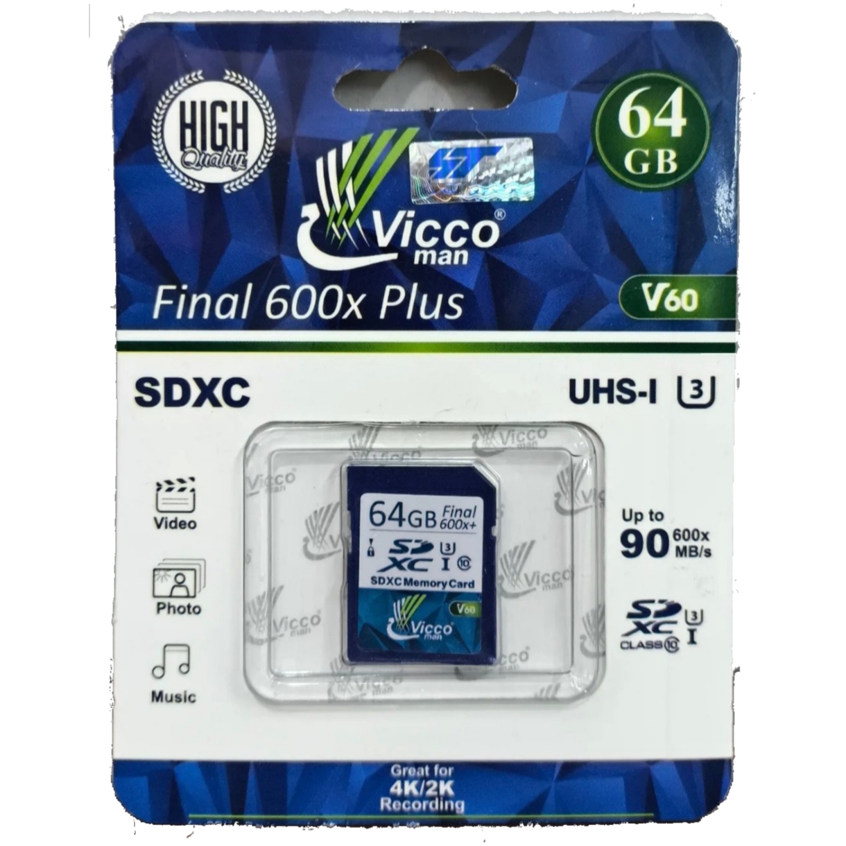  کارت حافظه ویکومن viccoman SD 64GB 90 MB/S 600X U3